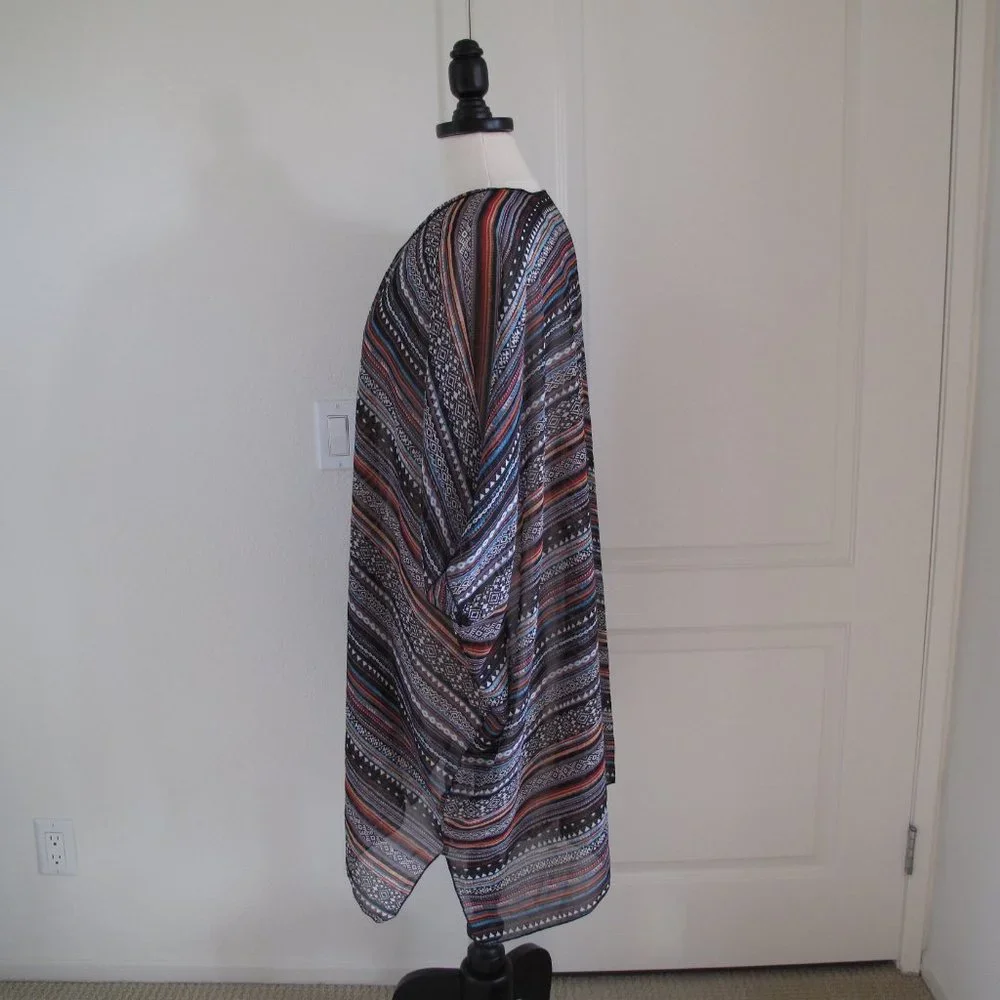 FOREVER 21 Colorful Striped Chiffon Kimono